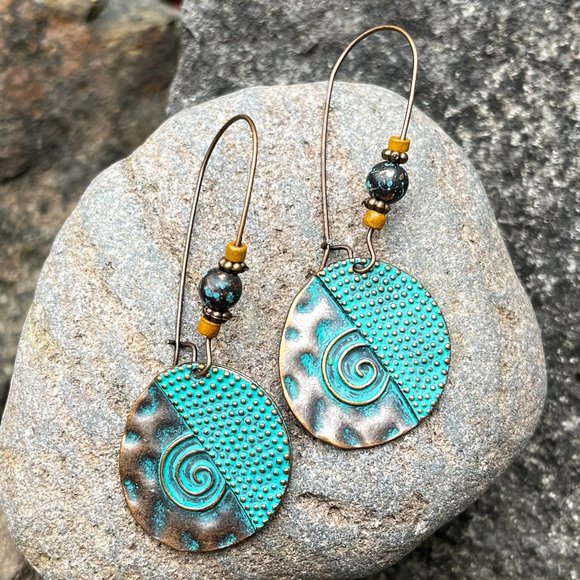 Boutique Jewelry - Patina Circle Drop Earrings